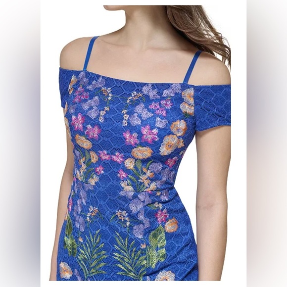 GUESS Women's Embroidered-Lace Cold-Shoulder Dress - SZ 14 - NWT - Picture 8 of 11